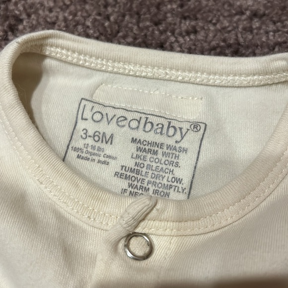 L’oved baby cream and mauve button front footies 3/6m and 6/9m - Picture 6 of 6